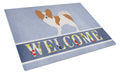 Papillon Welcome Cutting Board Tempered Glass Kitchen Cutting Surface, Heat Resistant Chopping, Non-Slip Feet, Food Prep & Serving