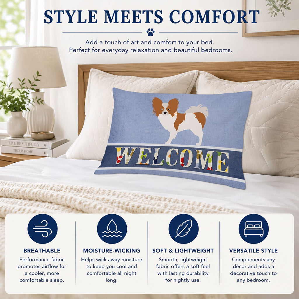 Papillon Welcome Standard Pillowcase Lightweight Super Soft Easy Care Decorative Artwork Pillowcase, Standard