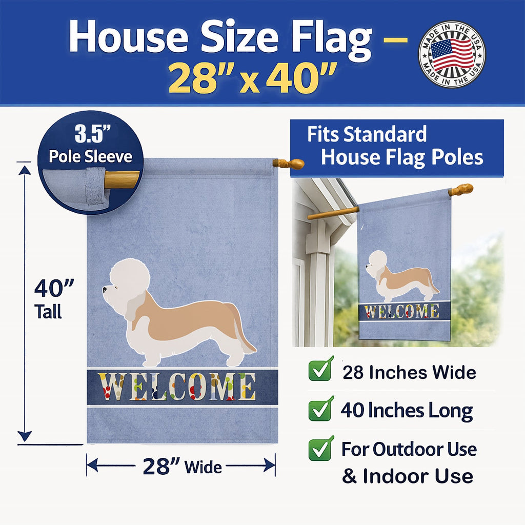Dandie Dinmont Terrier Welcome House Flag 28x40 Porch Sleeve Pole Decorative Outside Yard Banner Artwork Wall Hanging, Polyester