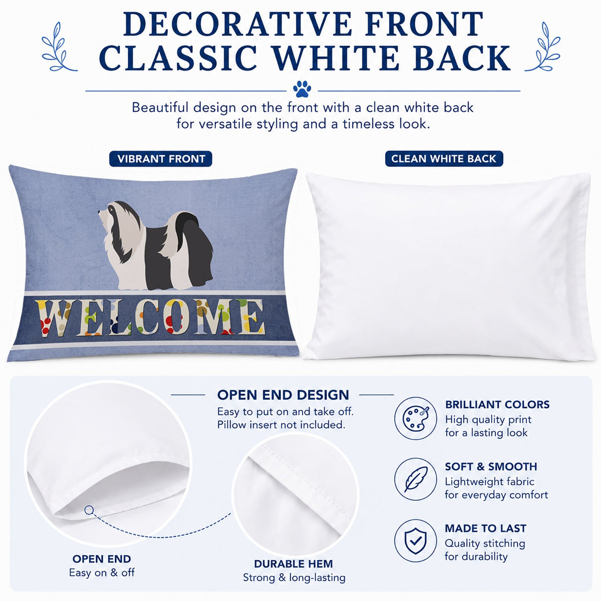 Havanese Welcome Standard Pillowcase Lightweight Super Soft Easy Care Decorative Artwork Pillowcase, Standard