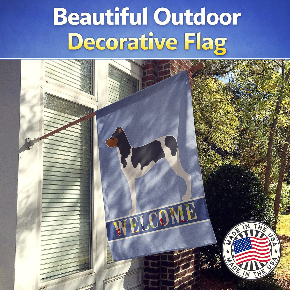 Brazilian Terrier Welcome House Flag 28x40 Porch Sleeve Pole Decorative Outside Yard Banner Artwork Wall Hanging, Polyester