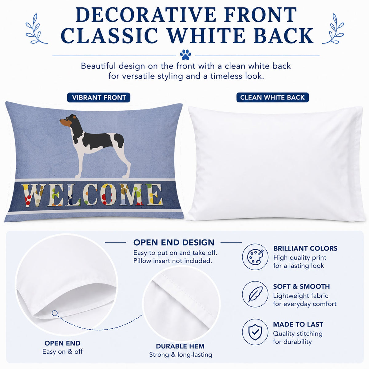 Brazilian Terrier Welcome Standard Pillowcase Lightweight Super Soft Easy Care Decorative Artwork Pillowcase, Standard