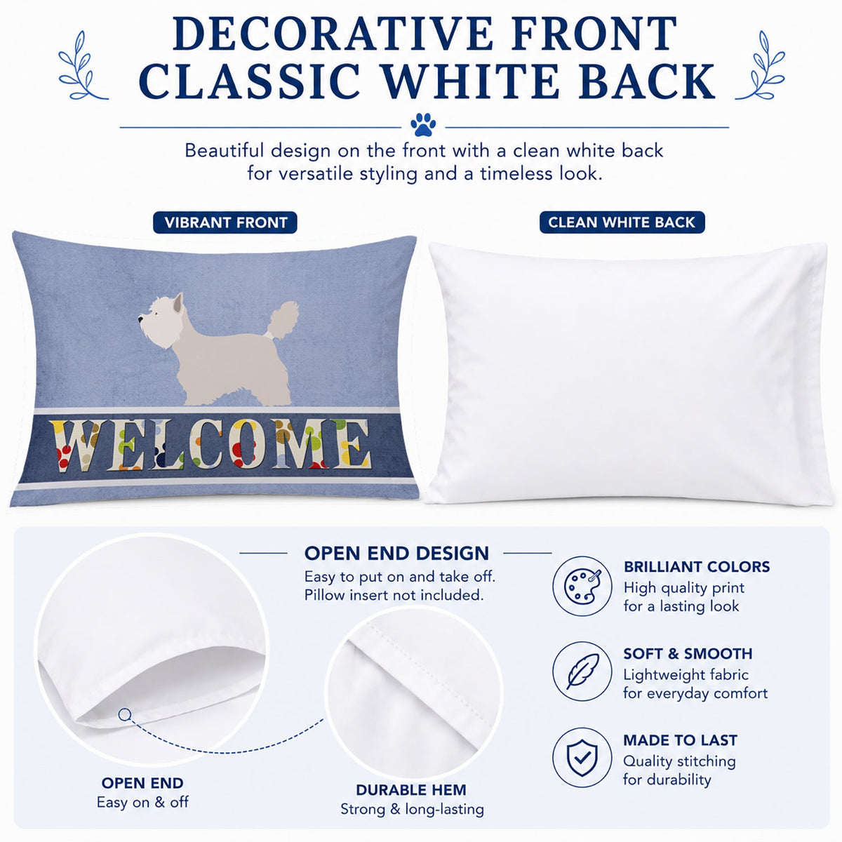 Westie Welcome Standard Pillowcase Lightweight Super Soft Easy Care Decorative Artwork Pillowcase, Standard