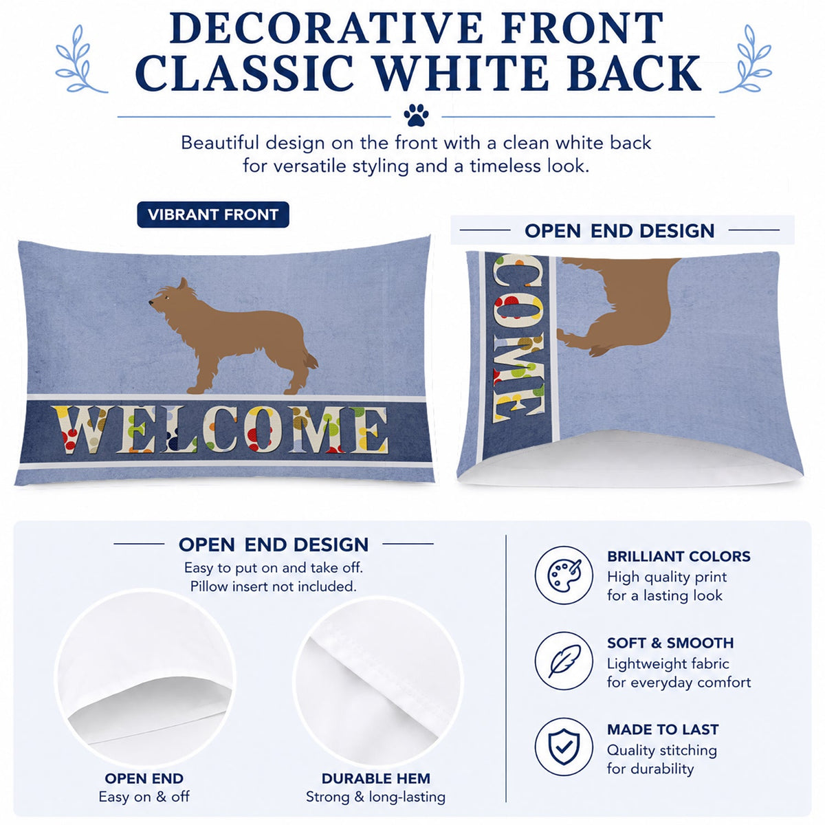 Berger Picard Welcome Standard Pillowcase Lightweight Super Soft Easy Care Decorative Artwork Pillowcase, Standard