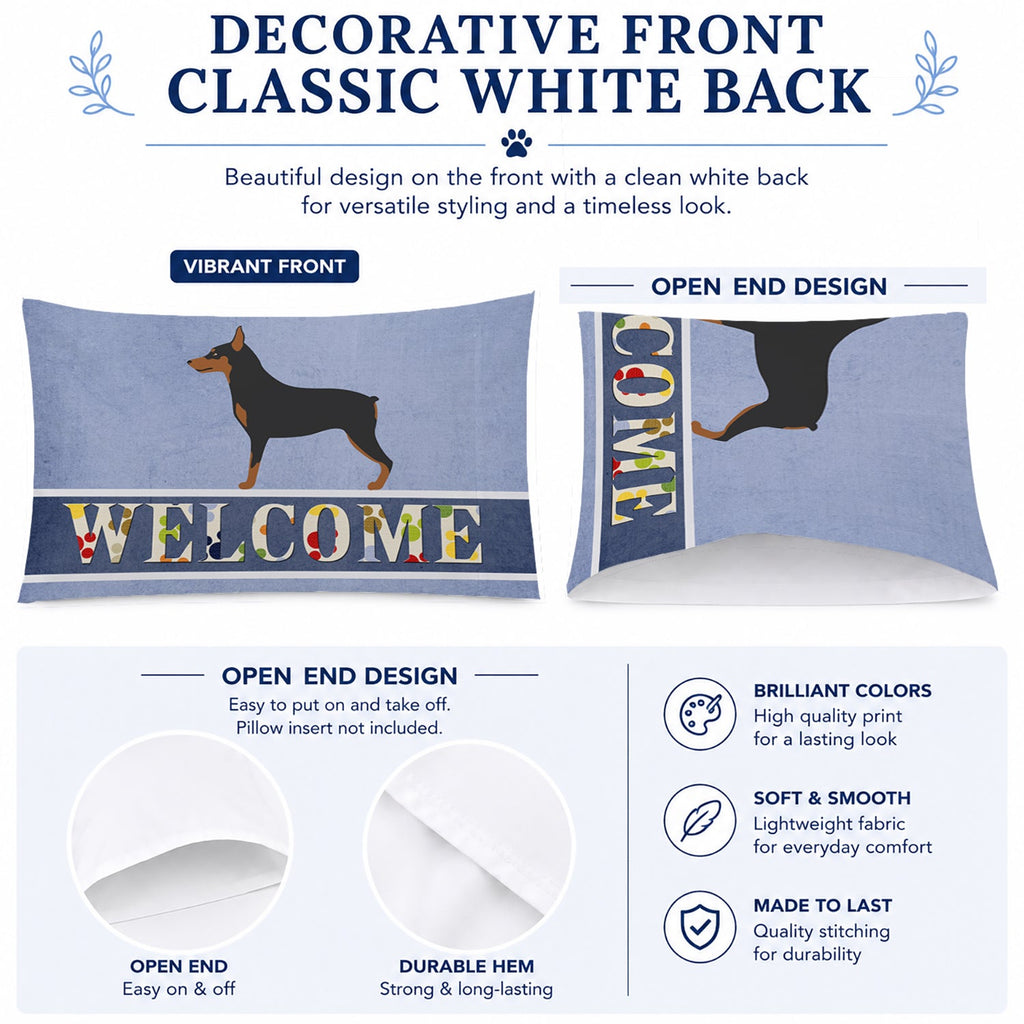 Miniature Pinscher Welcome Standard Pillowcase Lightweight Super Soft Easy Care Decorative Artwork Pillowcase, Standard