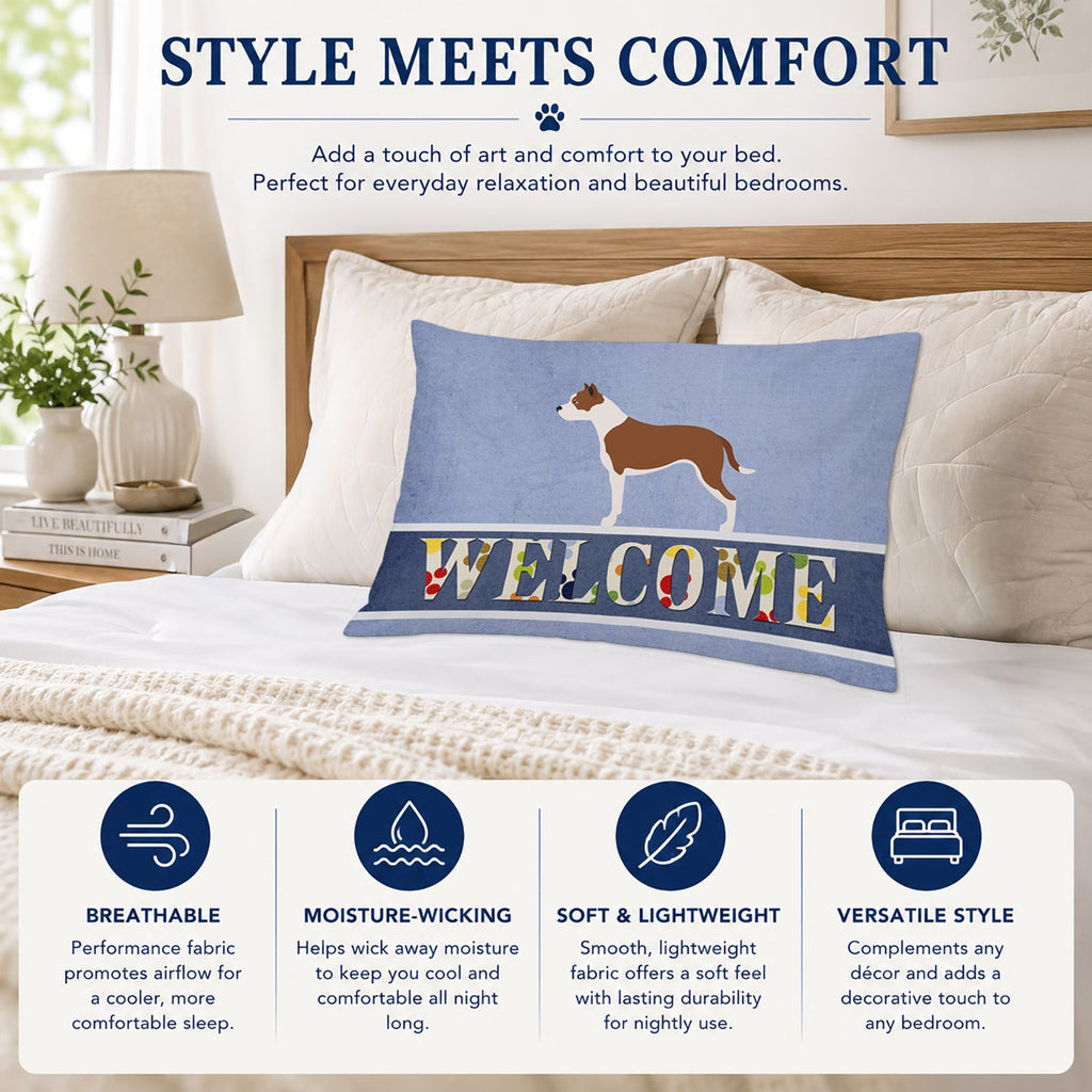 Pit Bull Terrier Welcome Standard Pillowcase Lightweight Super Soft Easy Care Decorative Artwork Pillowcase, Standard