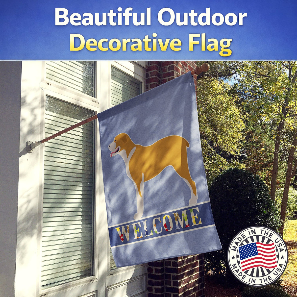 Belgium Mastiff Welcome House Flag 28x40 Porch Sleeve Pole Decorative Outside Yard Banner Artwork Wall Hanging, Polyester