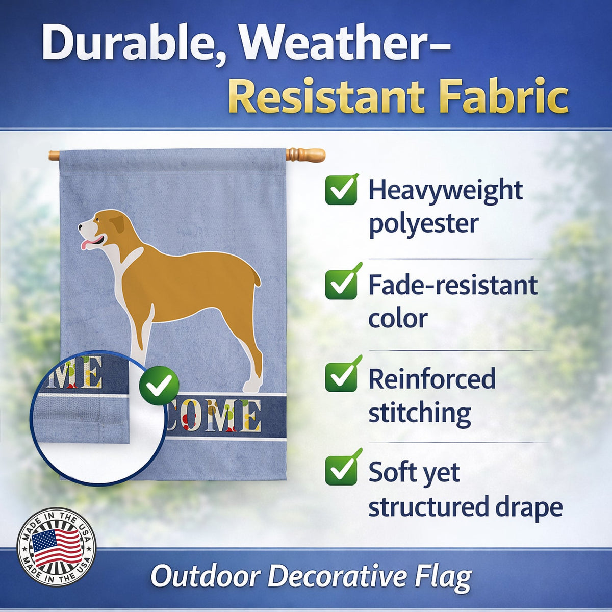Belgium Mastiff Welcome House Flag 28x40 Porch Sleeve Pole Decorative Outside Yard Banner Artwork Wall Hanging, Polyester