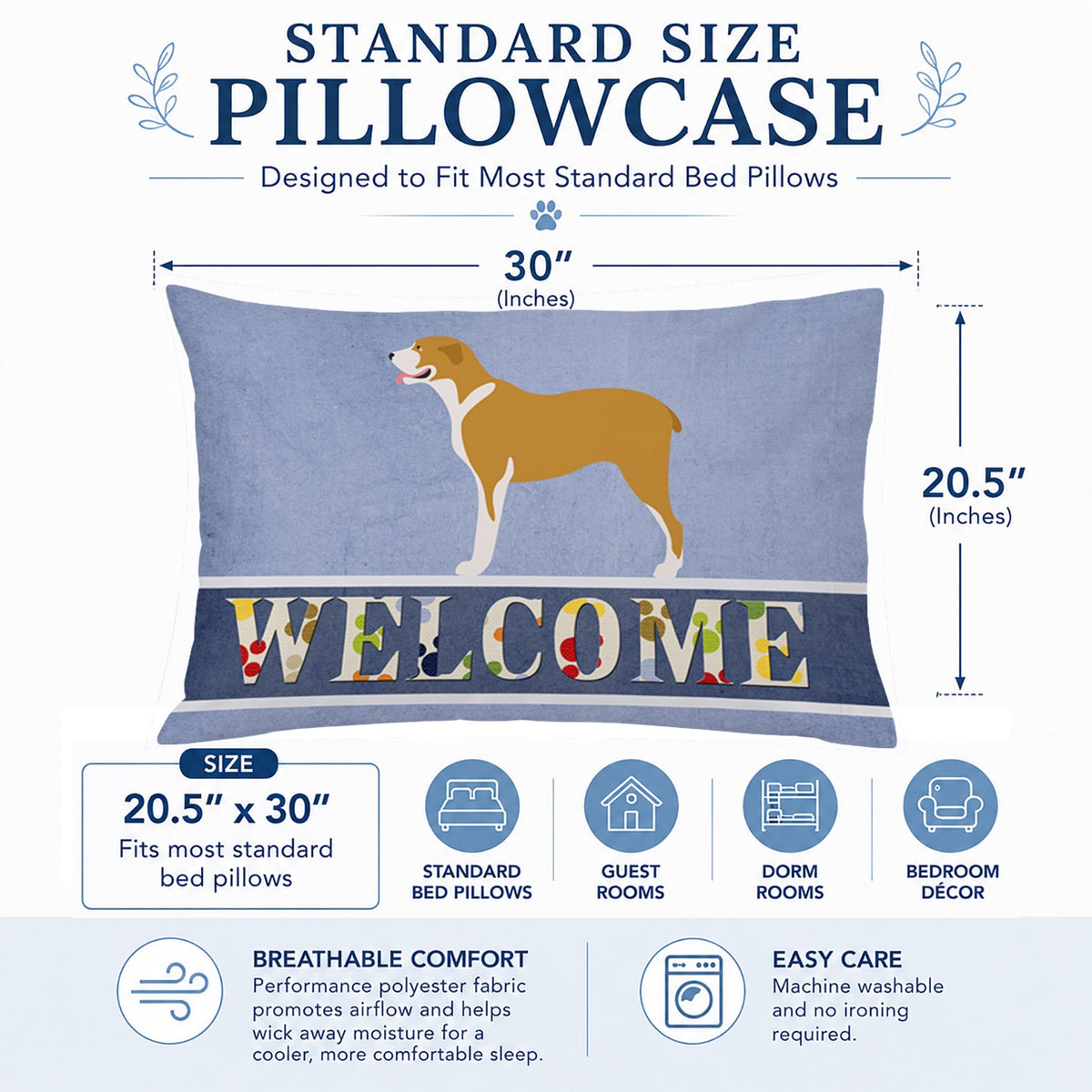 Belgium Mastiff Welcome Standard Pillowcase Lightweight Super Soft Easy Care Decorative Artwork Pillowcase, Standard