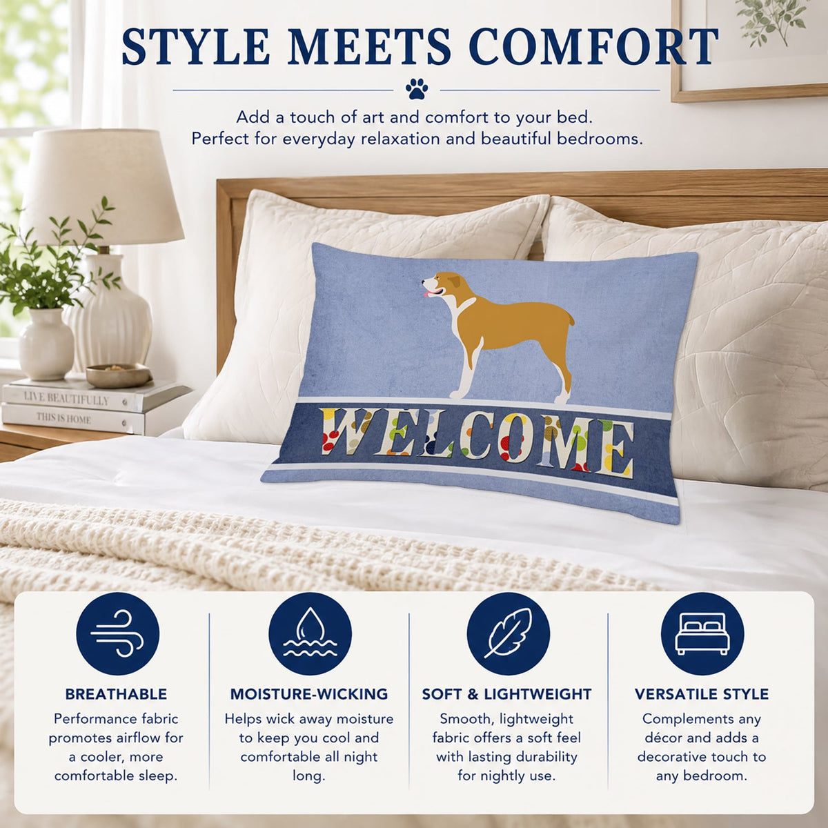 Belgium Mastiff Welcome Standard Pillowcase Lightweight Super Soft Easy Care Decorative Artwork Pillowcase, Standard