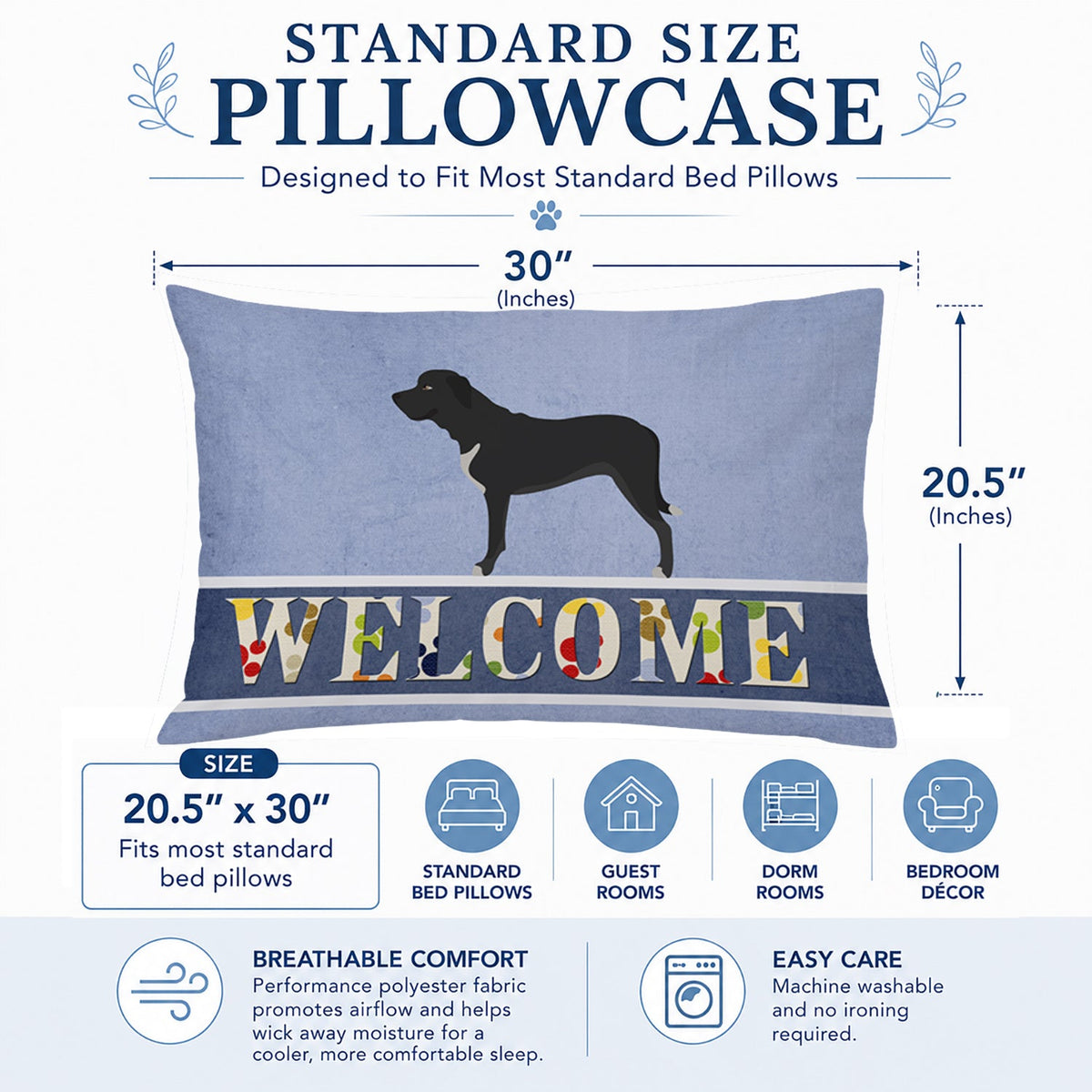 Broholmer Danish Mastiff Standard Pillowcase Lightweight Super Soft Easy Care Decorative Artwork Pillowcase, Standard