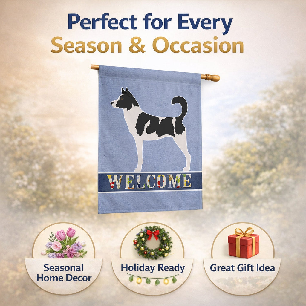 Canaan Dog Welcome House Flag 28x40 Porch Sleeve Pole Decorative Outside Yard Banner Artwork Wall Hanging, Polyester