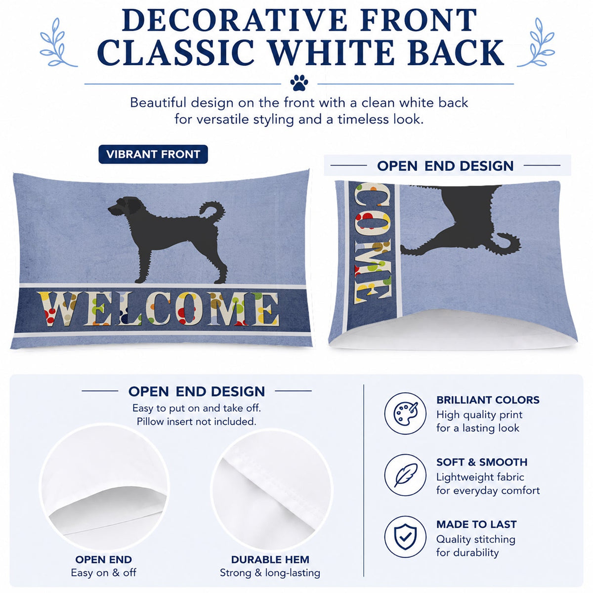 Labradoodle Welcome Standard Pillowcase Lightweight Super Soft Easy Care Decorative Artwork Pillowcase, Standard