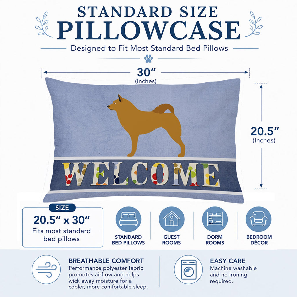 Finnish Spitz Welcome Standard Pillowcase Lightweight Super Soft Easy Care Decorative Artwork Pillowcase, Standard
