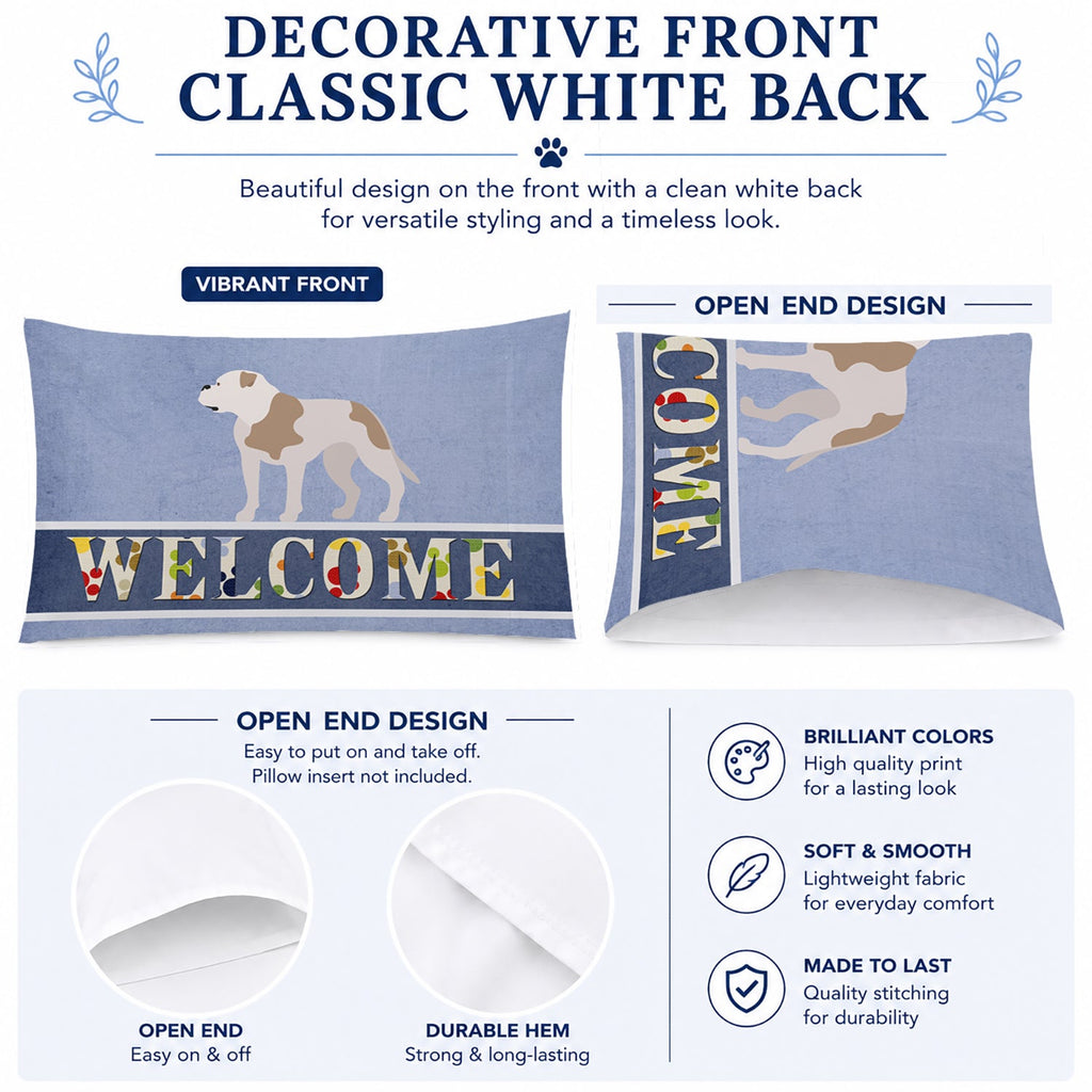 American Bulldog Welcome Standard Pillowcase Lightweight Super Soft Easy Care Decorative Artwork Pillowcase, Standard