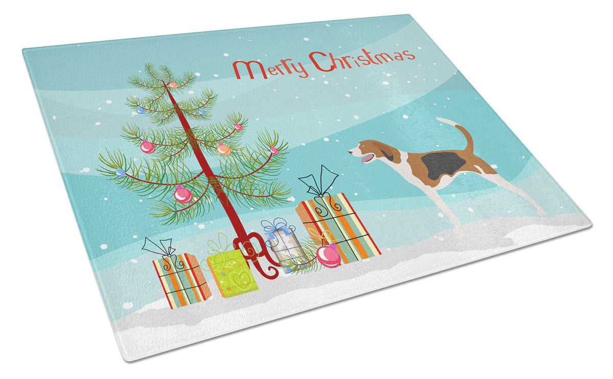 American Foxhound Christmas Cutting Board Tempered Glass Kitchen Cutting Surface, Heat Resistant Chopping, Non-Slip Feet, Food Prep & Serving