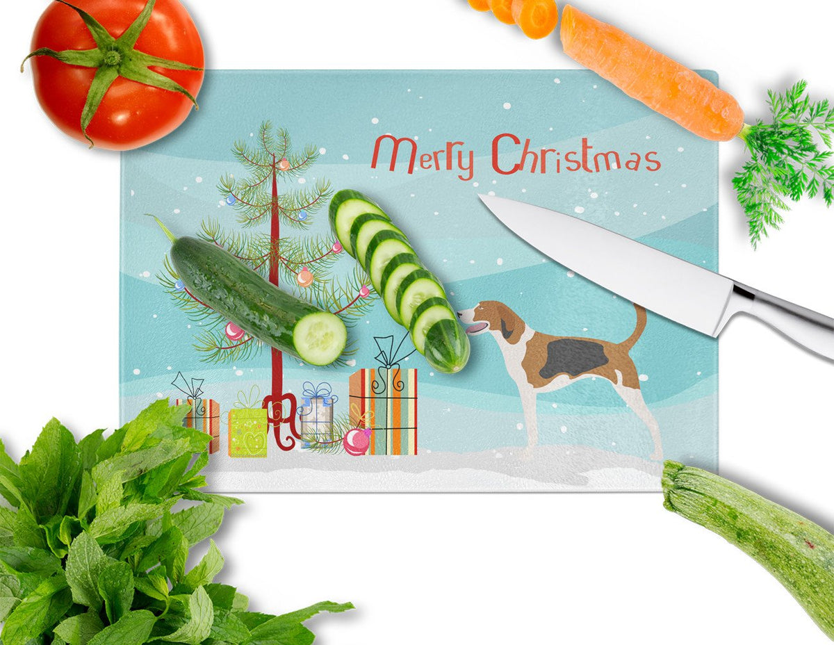 American Foxhound Christmas Cutting Board Tempered Glass Kitchen Cutting Surface, Heat Resistant Chopping, Non-Slip Feet, Food Prep & Serving