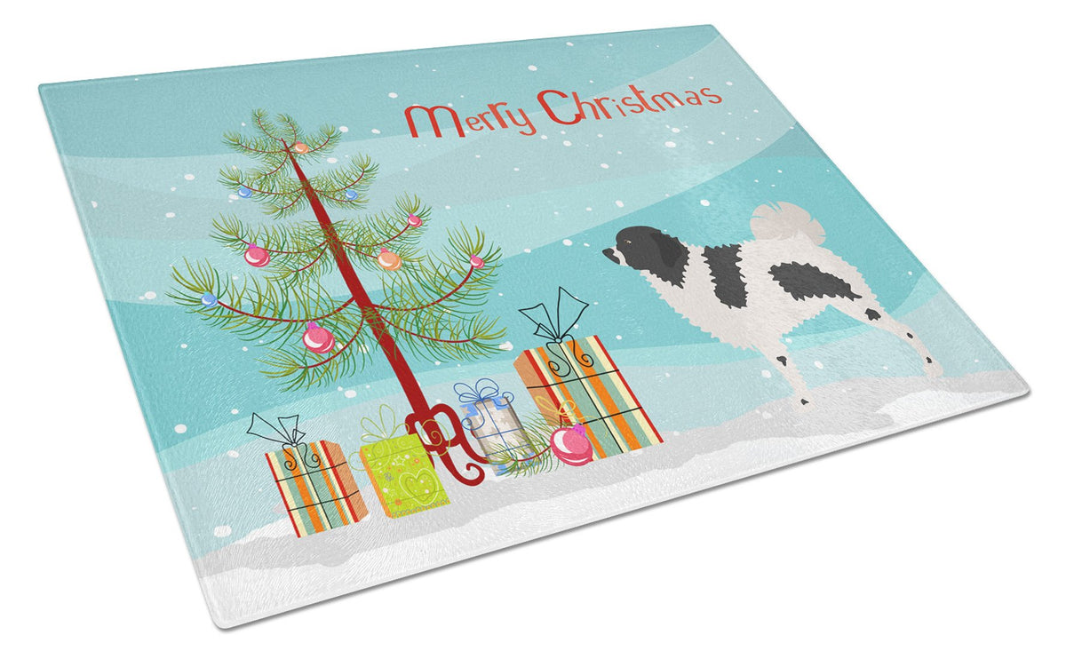 Wetterhoun Frisian Water Dog Christmas Cutting Board Tempered Glass Kitchen Cutting Surface, Heat Resistant Chopping, Non-Slip Feet, Food Prep & Serving