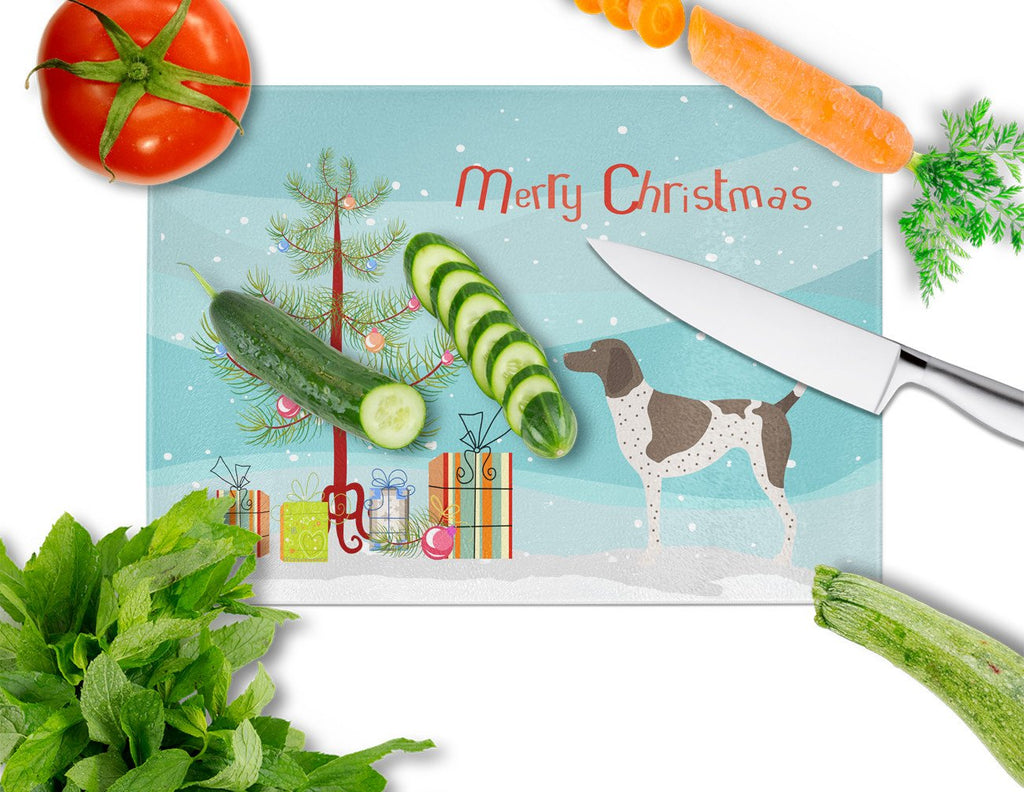 German Shorthaired Pointer Christmas Cutting Board Tempered Glass Kitchen Cutting Surface, Heat Resistant Chopping, Non-Slip Feet, Food Prep & Serving
