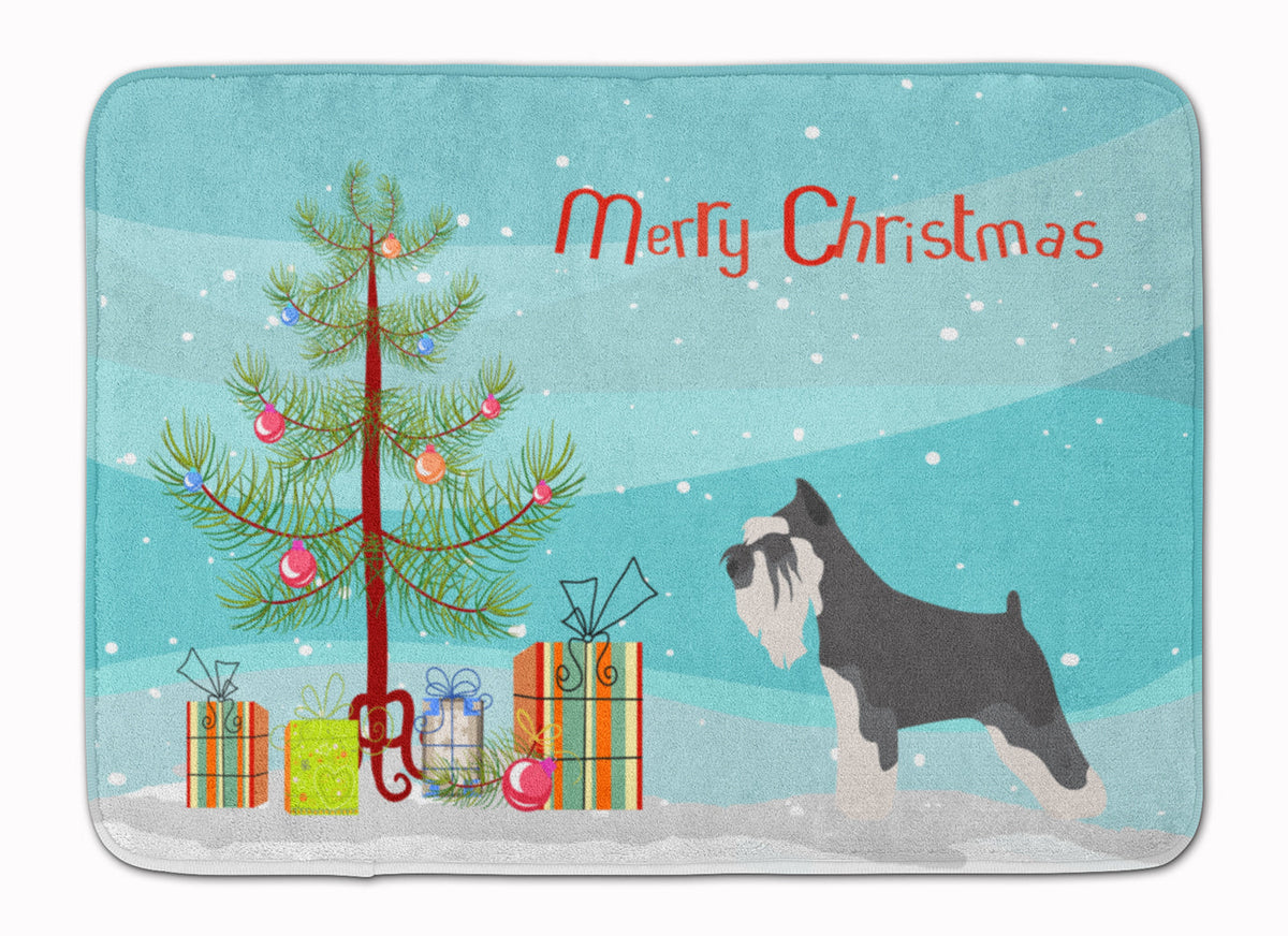 Miniature Schnauzer Christmas Memory Foam Kitchen Mat Machine Washable Anti-Fatigue Cushion Comfort Bath or Kitchen Rug