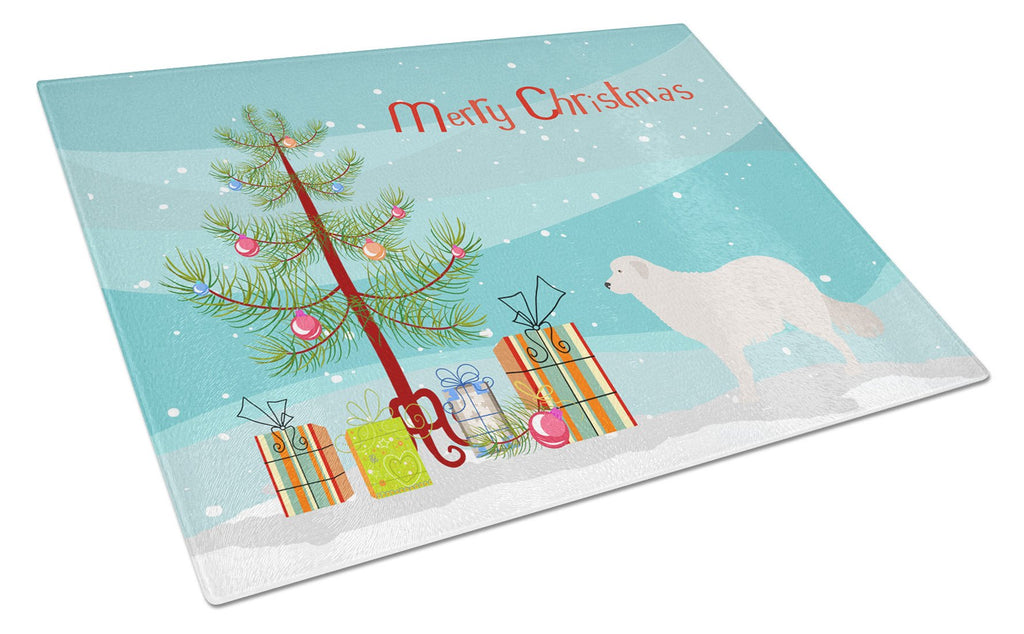 Kuvasz Christmas Cutting Board Tempered Glass Kitchen Cutting Surface, Heat Resistant Chopping, Non-Slip Feet, Food Prep & Serving