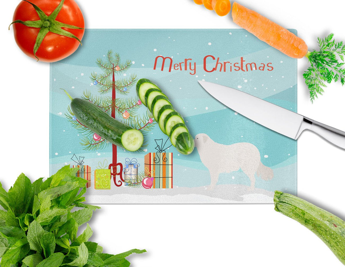 Kuvasz Christmas Cutting Board Tempered Glass Kitchen Cutting Surface, Heat Resistant Chopping, Non-Slip Feet, Food Prep & Serving