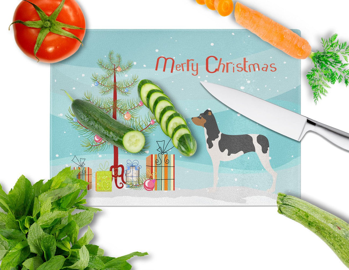 Brazilian Terrier Christmas Cutting Board Tempered Glass Kitchen Cutting Surface, Heat Resistant Chopping, Non-Slip Feet, Food Prep & Serving