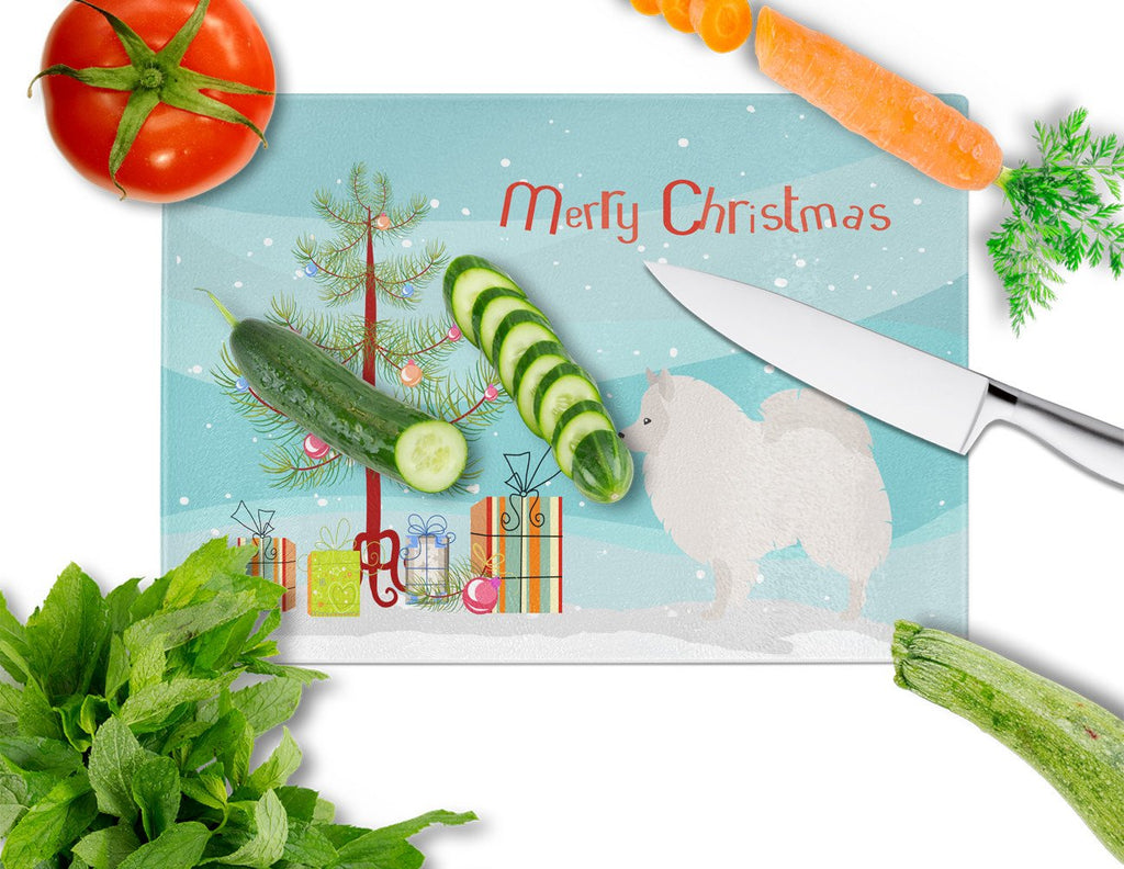 German Spitz Christmas Cutting Board Tempered Glass Kitchen Cutting Surface, Heat Resistant Chopping, Non-Slip Feet, Food Prep & Serving
