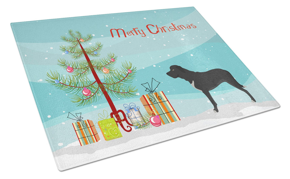 Broholmer Danish Mastiff Christmas Cutting Board Tempered Glass Kitchen Cutting Surface, Heat Resistant Chopping, Non-Slip Feet, Food Prep & Serving