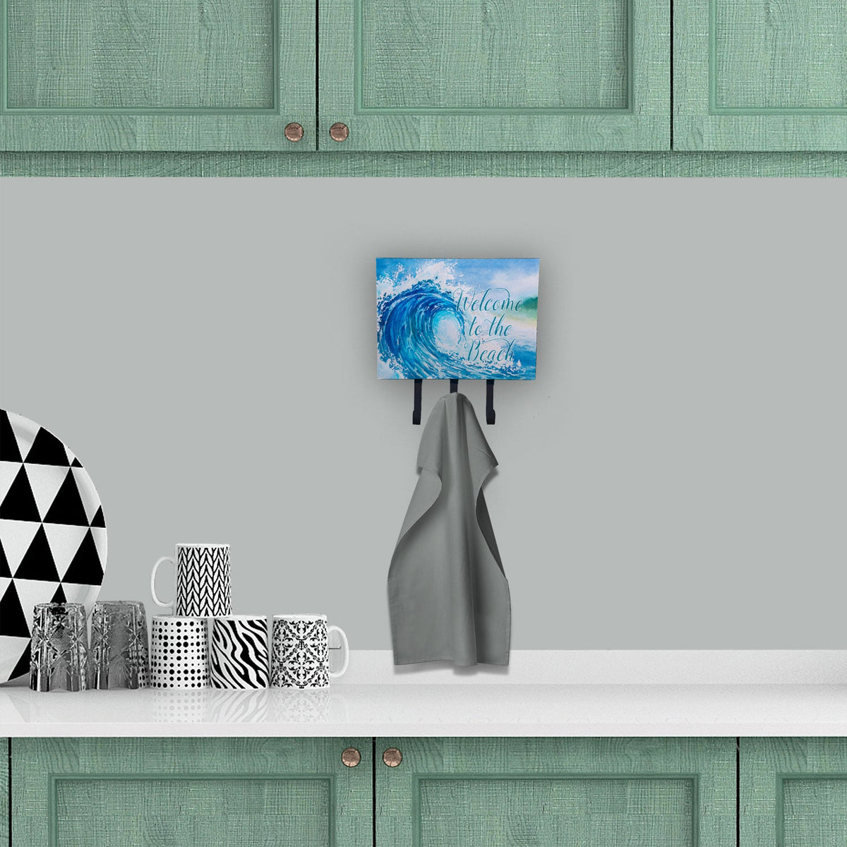 Wave Welcome Leash or Key Holder Wall Hooks, Coat Rack Wall Mount, for Hanging Keys, Towels, Aprons, Leashes