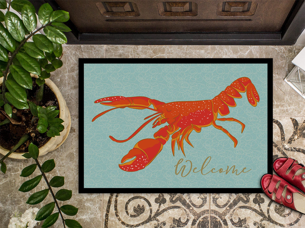 Lobster Welcome Doormat Indoor Outdoor 24H X 36W Front Door Mat Rugs for Entryway, Non Slip Washable Low Pile,