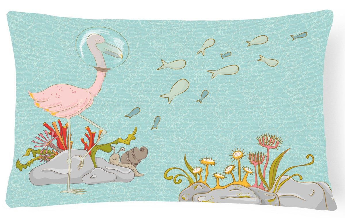 Flamingo Underwater Decorative Throw Pillow 12x16 Indoor Outdoor Accent Cushion, Fabric Cover with Insert for Sofa, Bed, Porch & Living Room