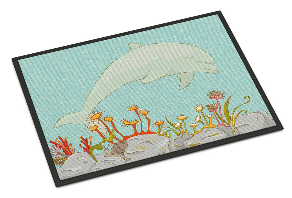 Dolphin Underwater Scene Doormat Indoor Outdoor 24H X 36W Front Door Mat Rugs for Entryway, Non Slip Washable Low Pile,