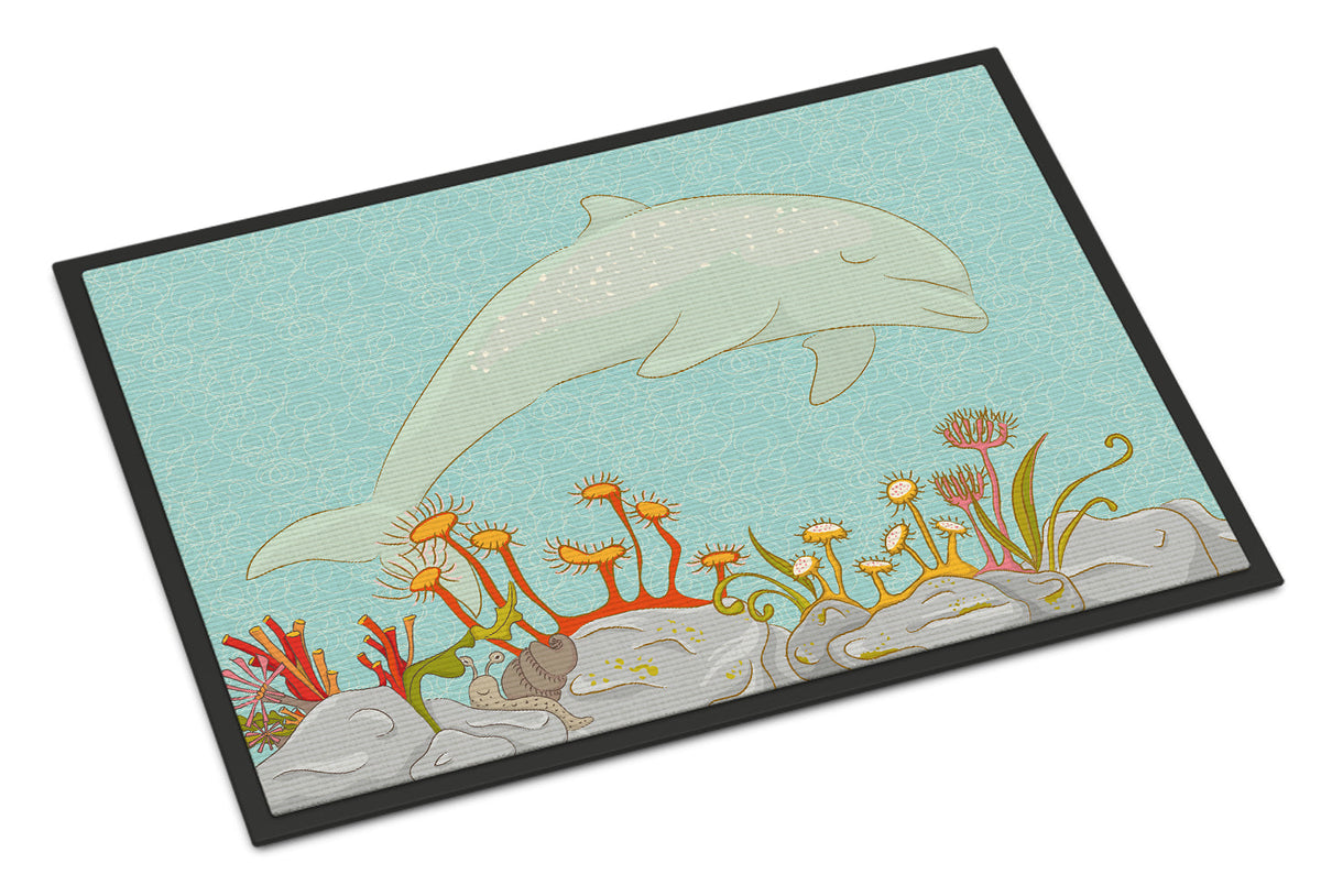 Dolphin Underwater Scene Doormat Indoor Outdoor 24H X 36W Front Door Mat Rugs for Entryway, Non Slip Washable Low Pile,