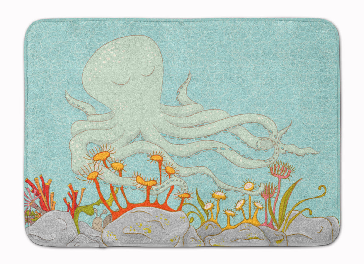 Octopus Underwater Scene Memory Foam Kitchen Mat Machine Washable Anti-Fatigue Cushion Comfort Bath or Kitchen Rug