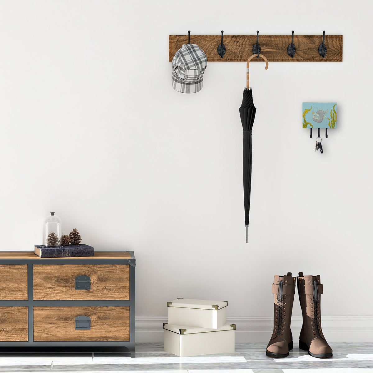 Frog Fish Leash or Key Holder Wall Hooks, Coat Rack Wall Mount, for Hanging Keys, Towels, Aprons, Leashes