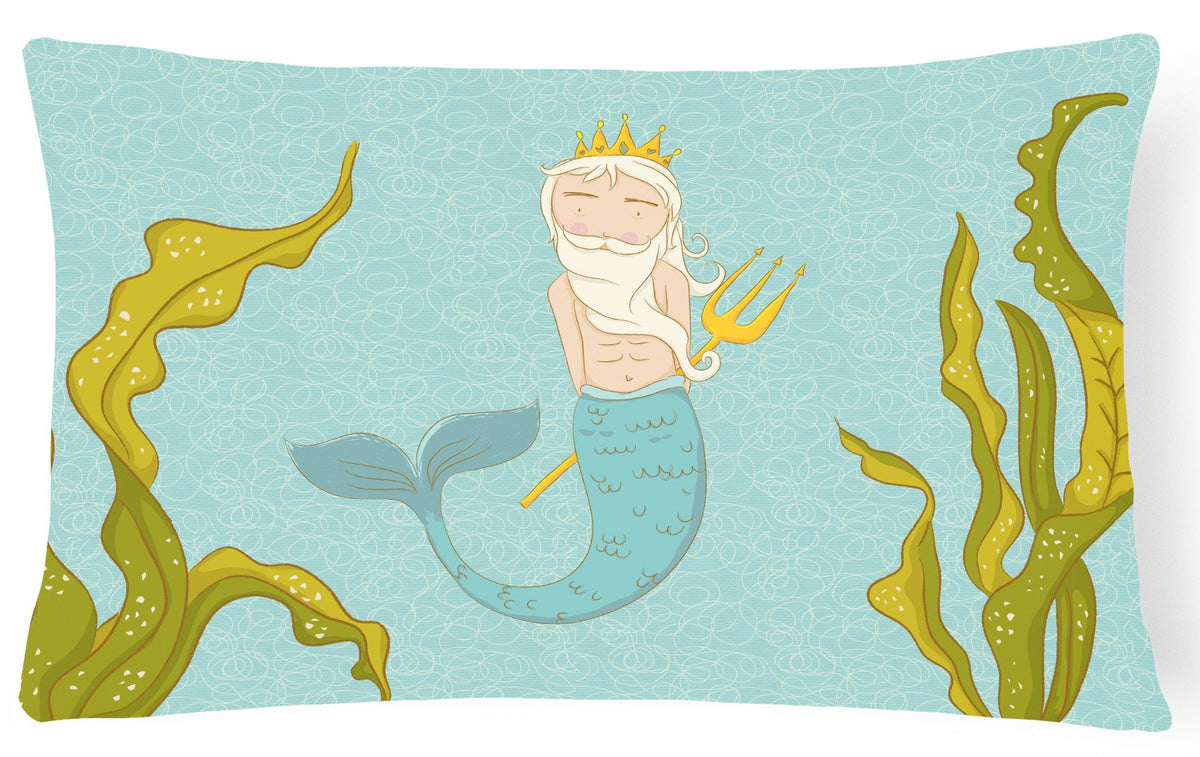 Neptune Merman Decorative Throw Pillow 12x16 Indoor Outdoor Accent Cushion, Fabric Cover with Insert for Sofa, Bed, Porch & Living Room