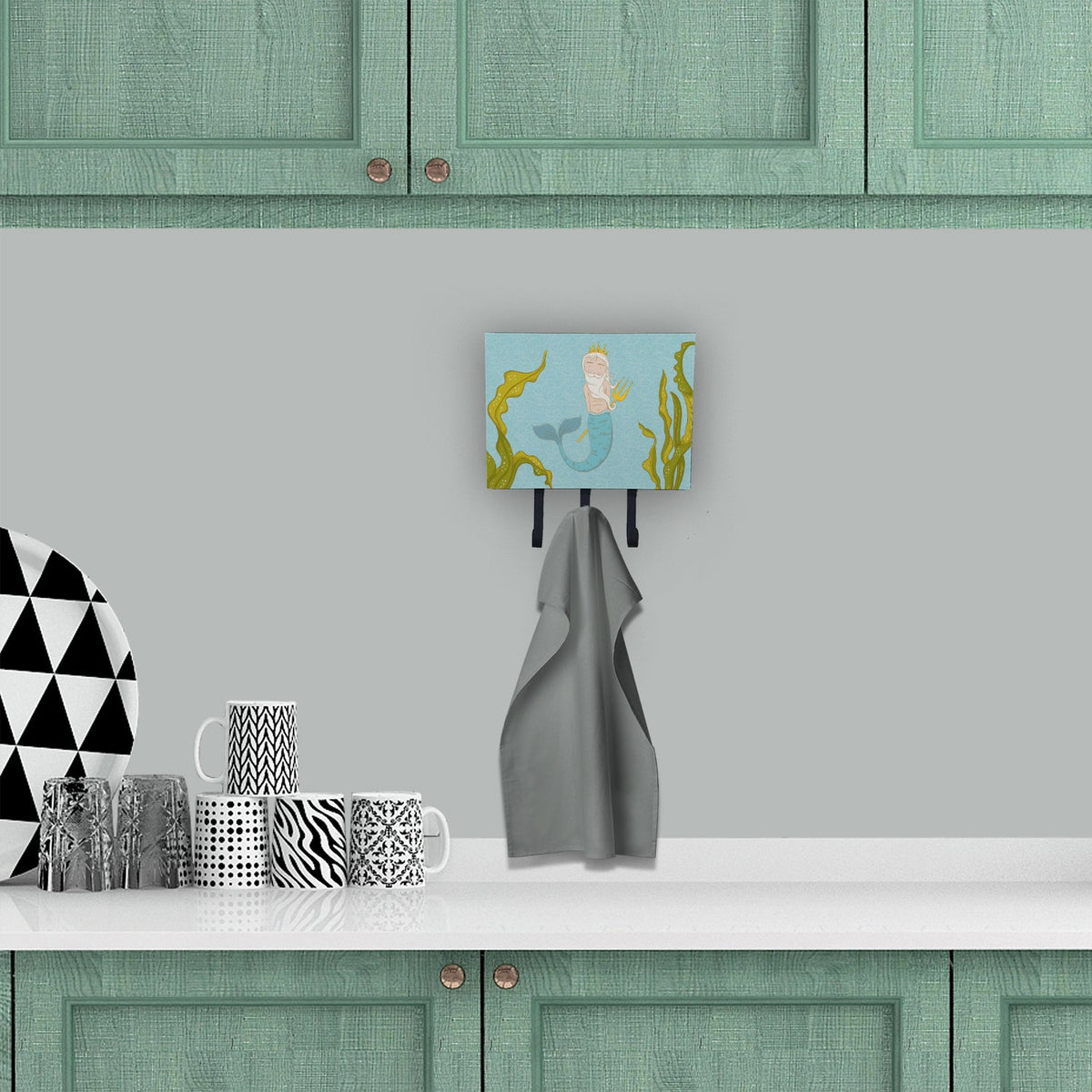 Neptune Merman Leash or Key Holder Wall Hooks, Coat Rack Wall Mount, for Hanging Keys, Towels, Aprons, Leashes