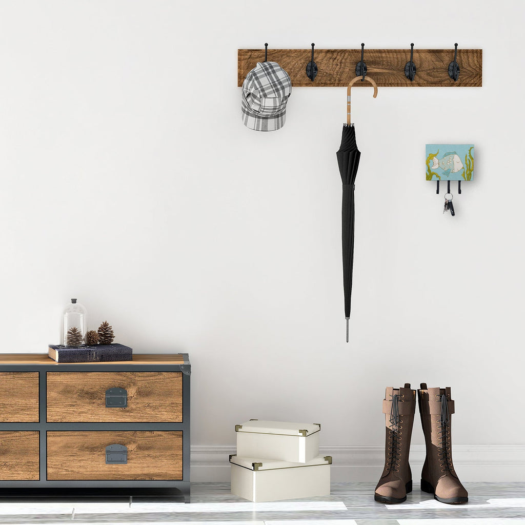 Blue Fish Leash or Key Holder Wall Hooks, Coat Rack Wall Mount, for Hanging Keys, Towels, Aprons, Leashes