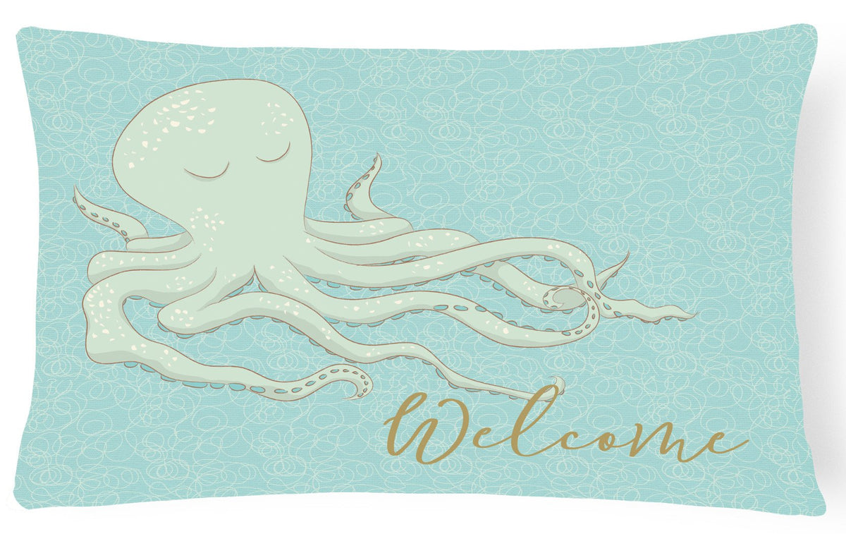 Octopus Welcome Decorative Throw Pillow 12x16 Indoor Outdoor Accent Cushion, Fabric Cover with Insert for Sofa, Bed, Porch & Living Room