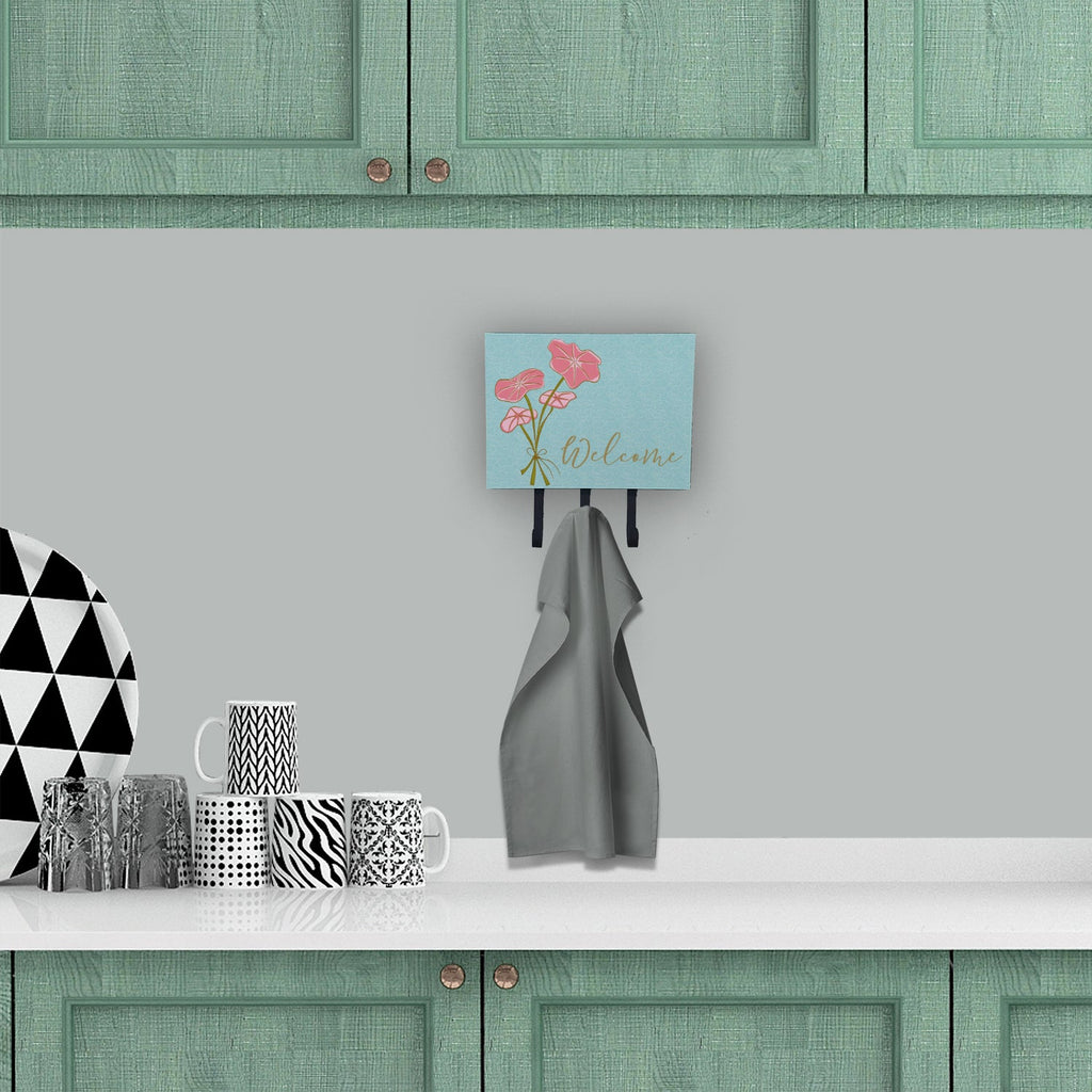 Bunch of Flowers Welcome Leash or Key Holder Wall Hooks, Coat Rack Wall Mount, for Hanging Keys, Towels, Aprons, Leashes