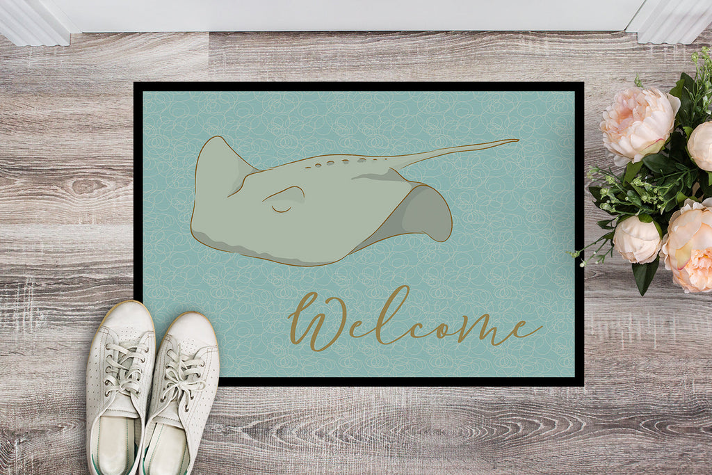 Sting Ray Welcome Doormat Indoor Outdoor 24H X 36W Front Door Mat Rugs for Entryway, Non Slip Washable Low Pile,