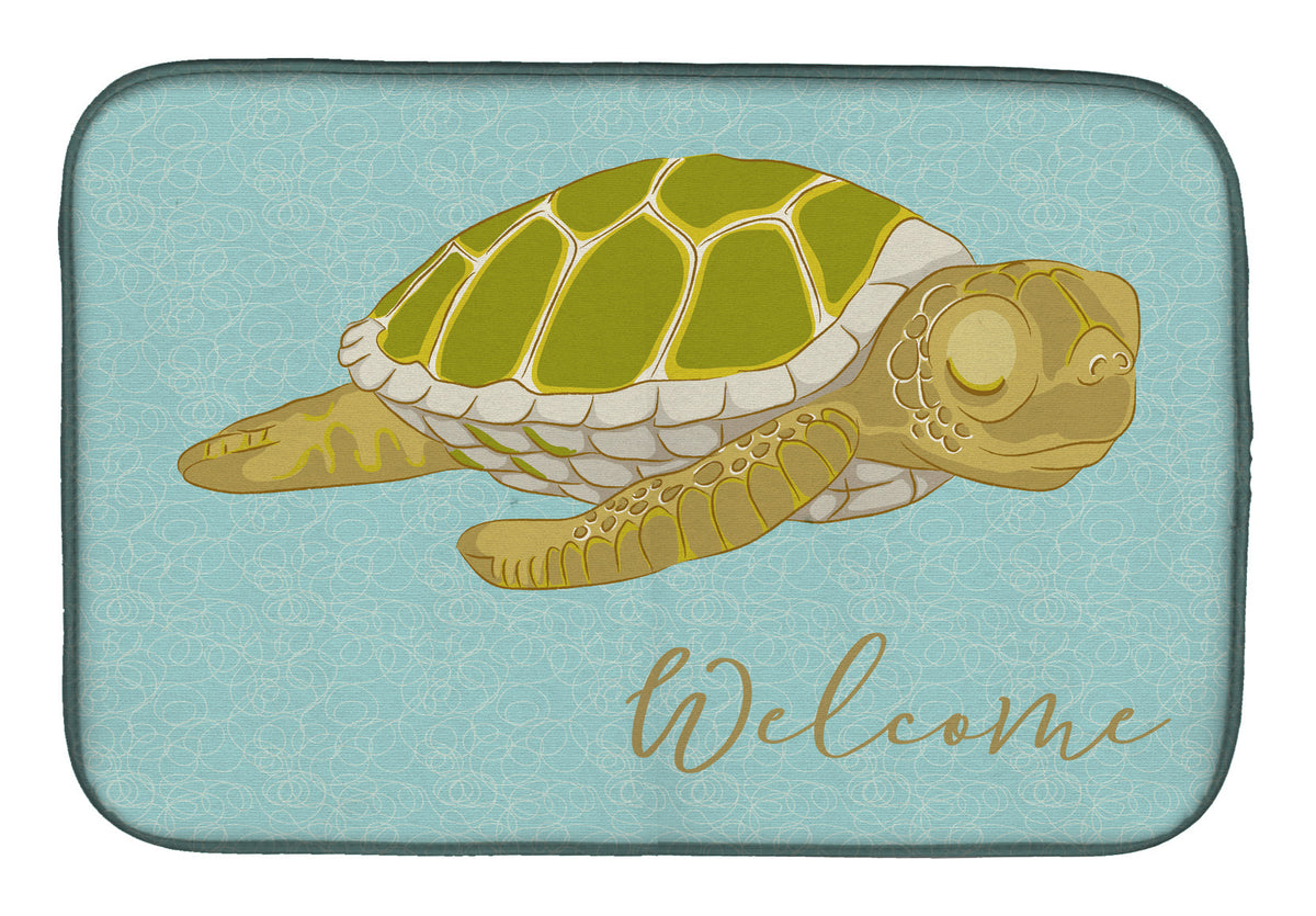 Sea Turtle Welcome Dish Drying Mat Absorbent Dish Drying Mat Pad for Kitchen Counter Dish Drainer Mat for Countertop, 14 x 21", Multicolor