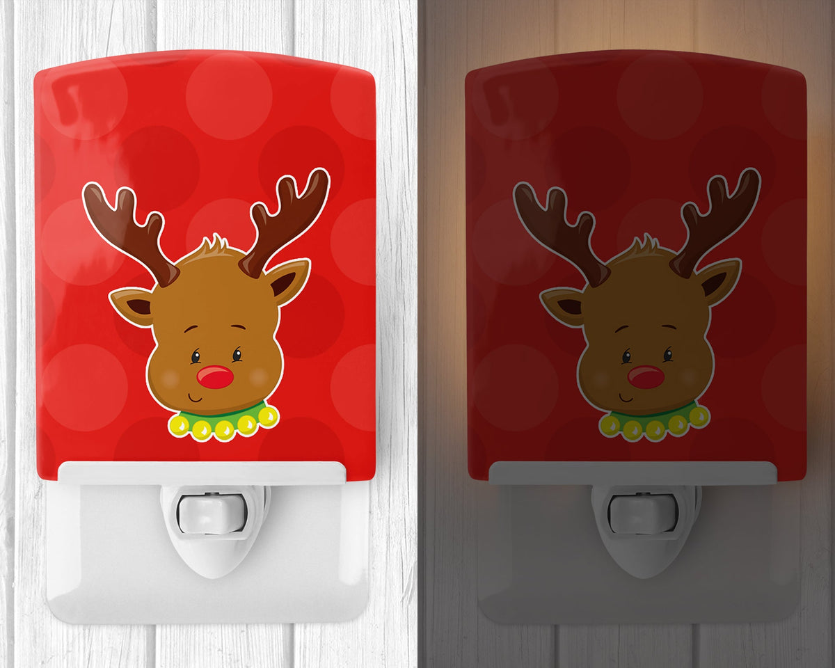 Christmas Reindeer #1 Ceramic Night Light Compact, UL-Certified, Ideal for Bedroom, Bathroom, Nursery, Hallway, Kitchen, 6x4x3, Multicolor