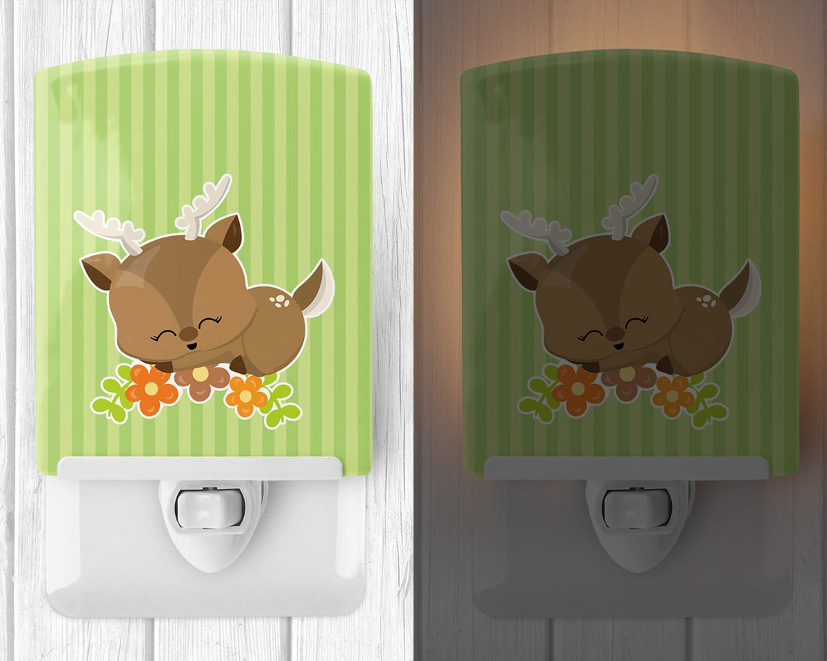 Deer #2 Ceramic Night Light Compact, UL-Certified, Ideal for Bedroom, Bathroom, Nursery, Hallway, Kitchen, 6x4x3, Multicolor