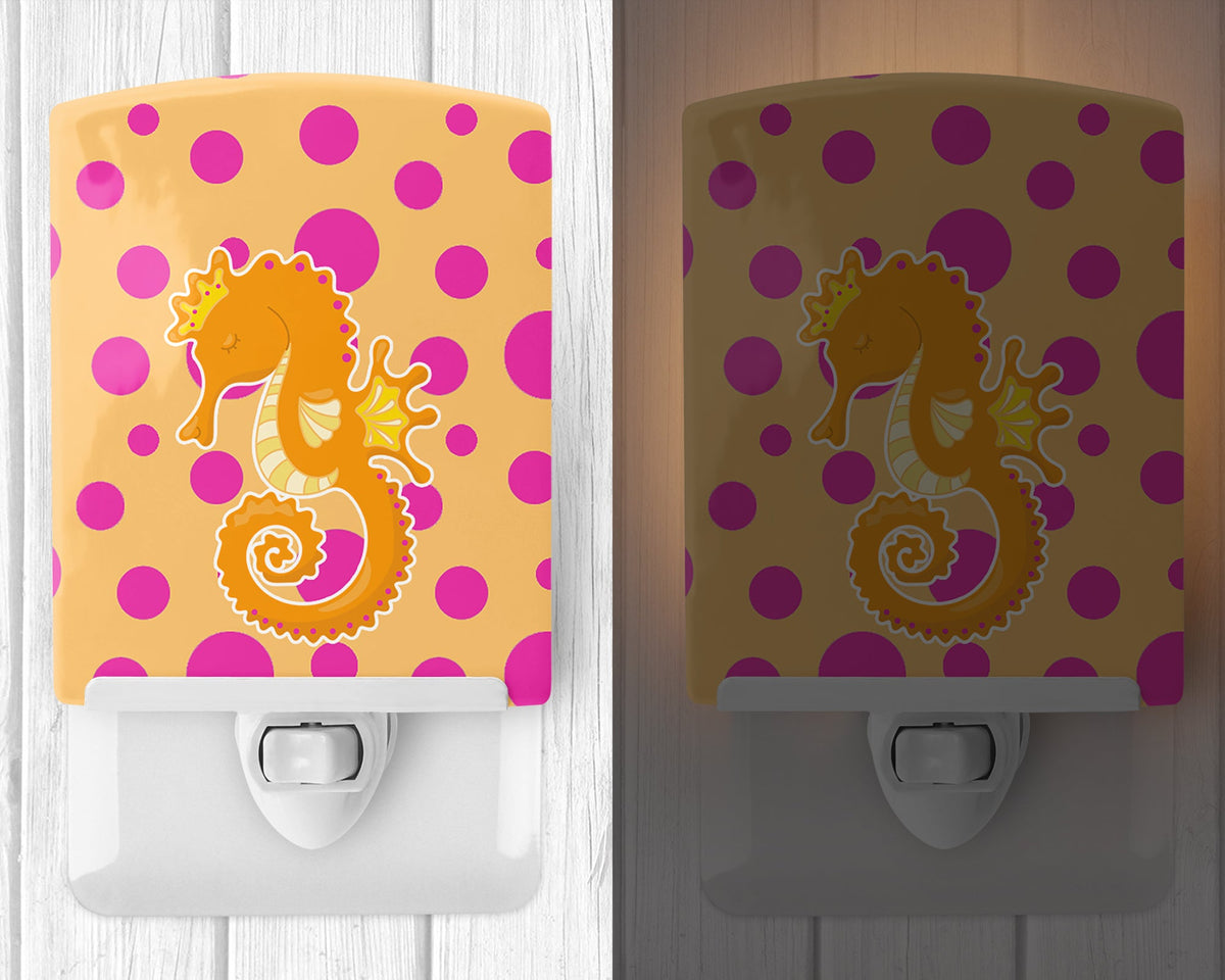 Beach Seahorse Ceramic Night Light Compact, UL-Certified, Ideal for Bedroom, Bathroom, Nursery, Hallway, Kitchen, 6x4x3, Multicolor