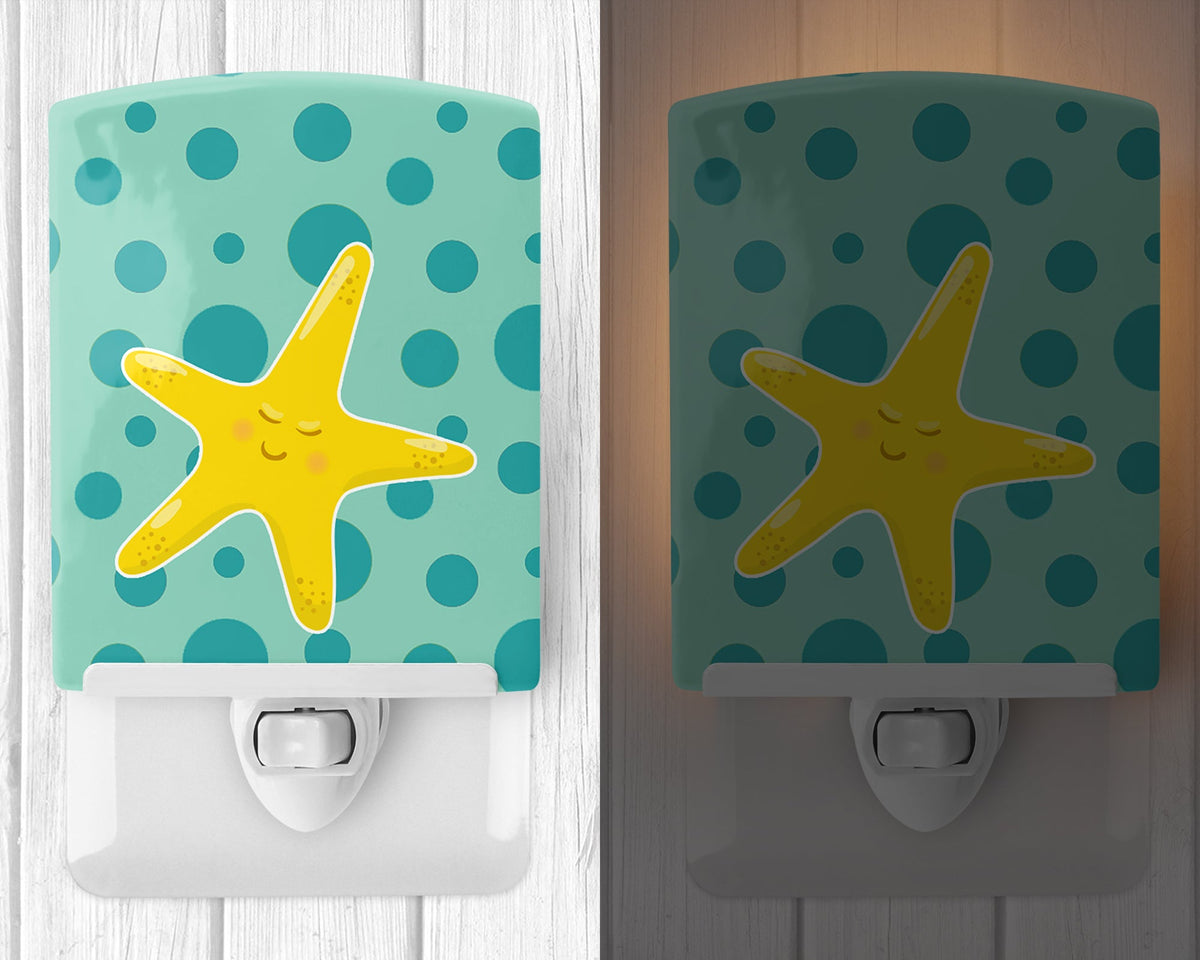 Beach Starfish Ceramic Night Light Compact, UL-Certified, Ideal for Bedroom, Bathroom, Nursery, Hallway, Kitchen, 6x4x3, Multicolor
