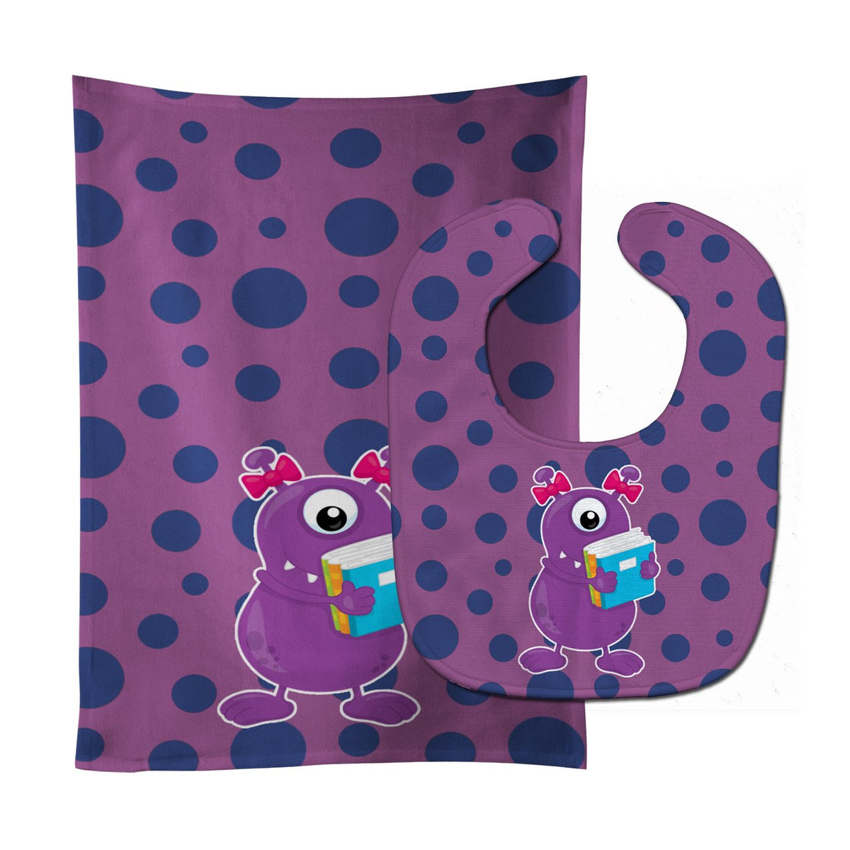 Monster Purple Baby Bib & Burp Cloth Easy-Clean Baby Bib Baby Feeding Accessory Baby Mealtime Essential