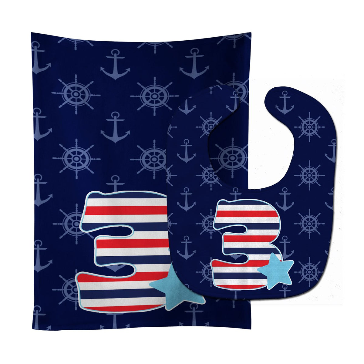 Nautical Month 3 Baby Bib & Burp Cloth Easy-Clean Baby Bib Baby Feeding Accessory Baby Mealtime Essential