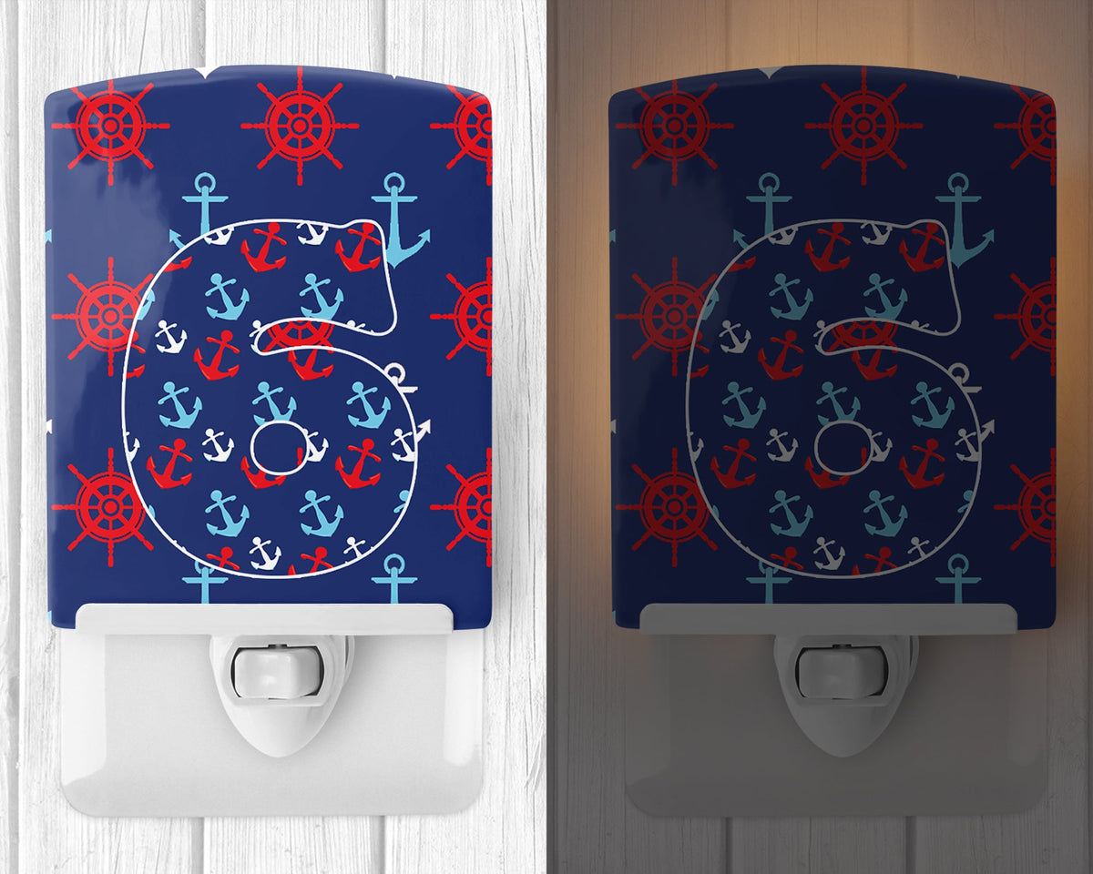 Nautical Month 6 Ceramic Night Light Compact, UL-Certified, Ideal for Bedroom, Bathroom, Nursery, Hallway, Kitchen, 6x4x3, Multicolor
